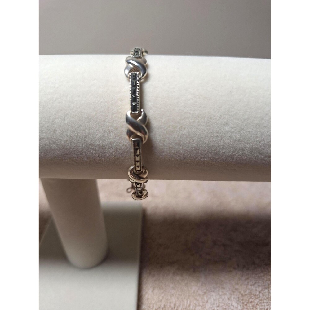 Marcasite bracelet with infinity stations in sterling silver 7.5 inches